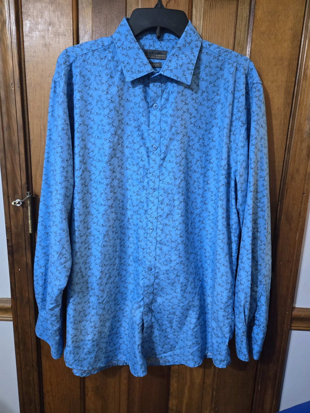 Blue Floral Print Men’s Button-Up Shirt